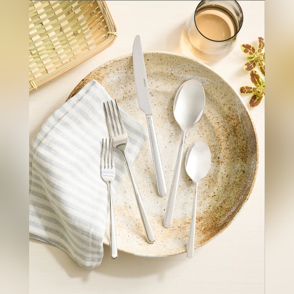 NEW! Quince- Sambonet Gia Minimalist 40 Piece Stainless Steel Flatware Set! (9) - Picture 2 of 12